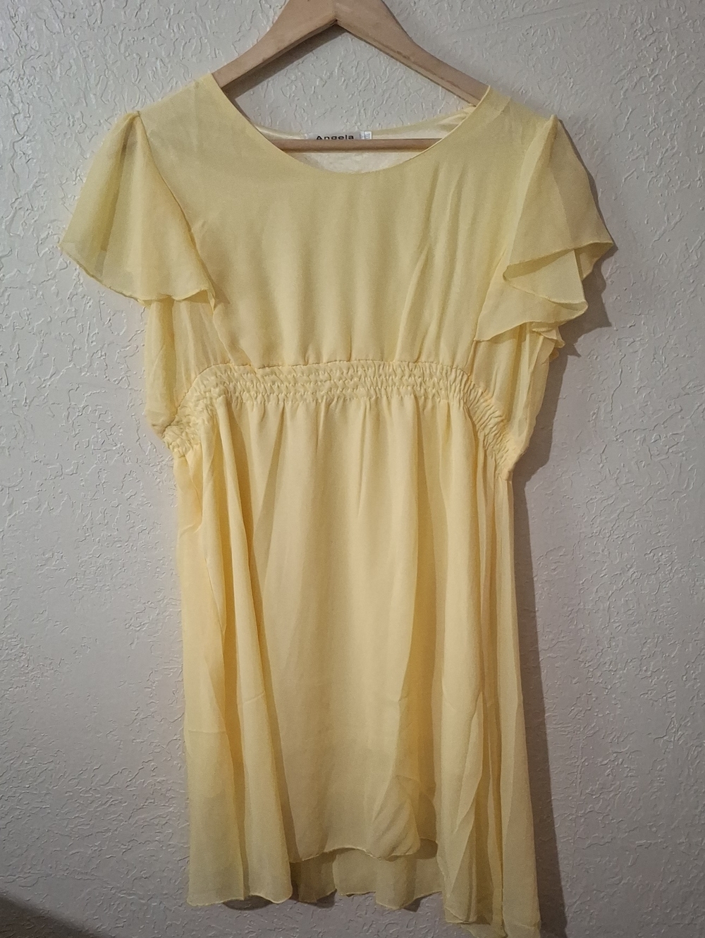 Light Yellow Flutter Sleeve Summer Dress